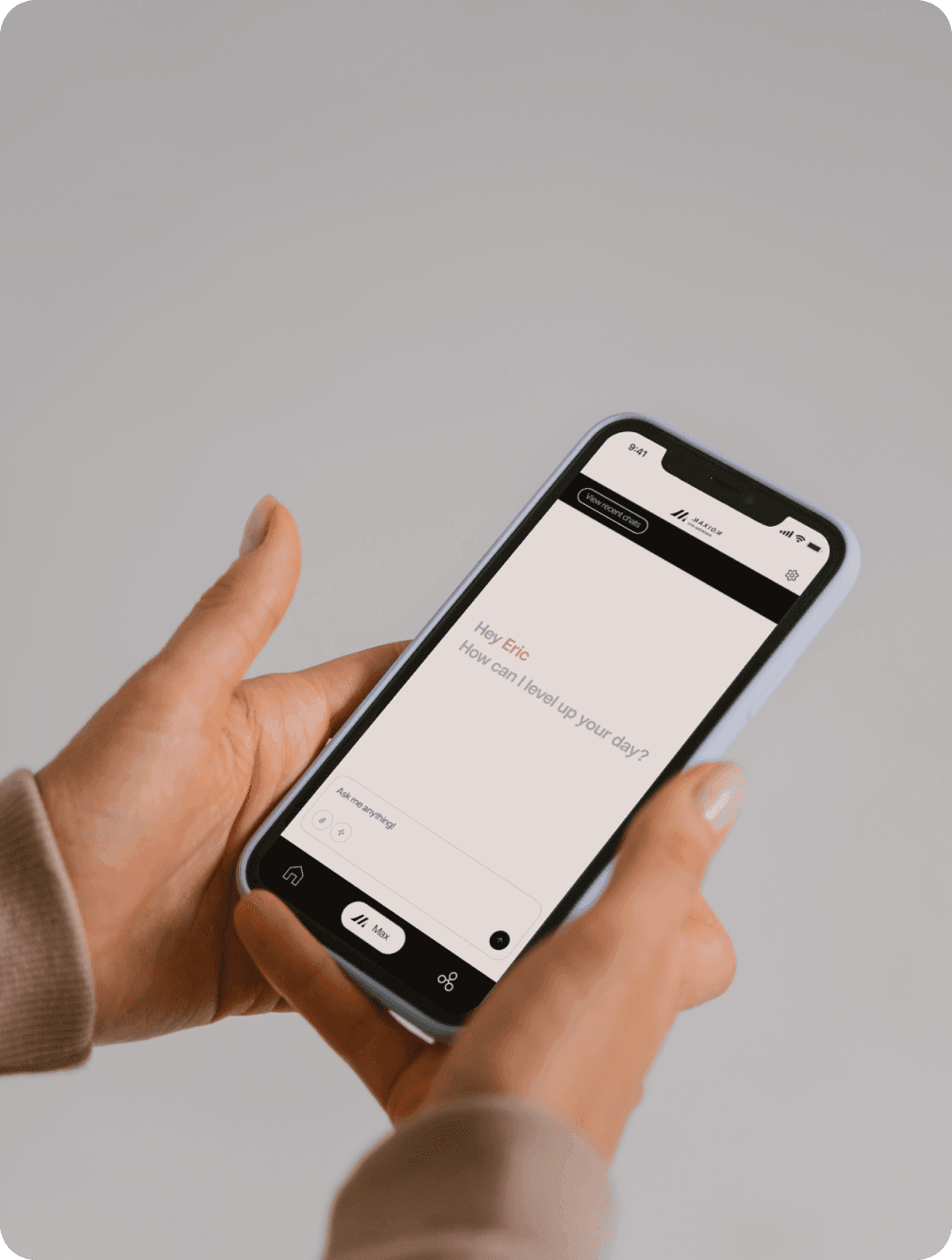 Maxiom mobile and web product screens